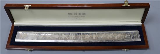 A cased Winston Churchill Rule of Life silver ruler, by Richard Jarvis, London, 2007, 10.5 oz.